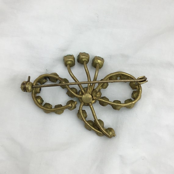 Vintage flower 1950s brass & emerald green and pe… - image 2