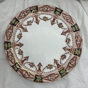 Antiker Roslyn Bone China Beilagenteller, Imari-Stil, hergestellt in England 1924, Muster-Nr. 2044, Größe 7 Zoll
