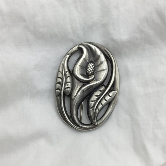 Mid Century Sterling Silver kala calla lily flowe… - image 8