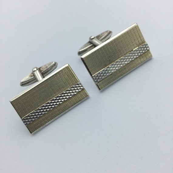金とシルバーの長方形カフリンクス 金とシルバーの長方形カフリンクス