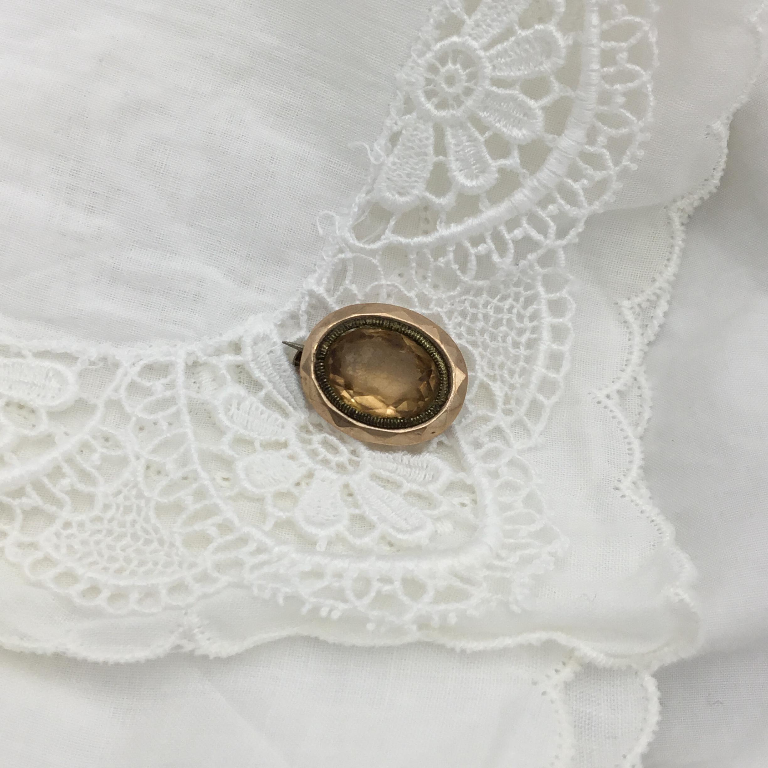 Épingle à Broche Ancienne Victorienne - Boule Et Chaîne - Métal Jaune - Vintage