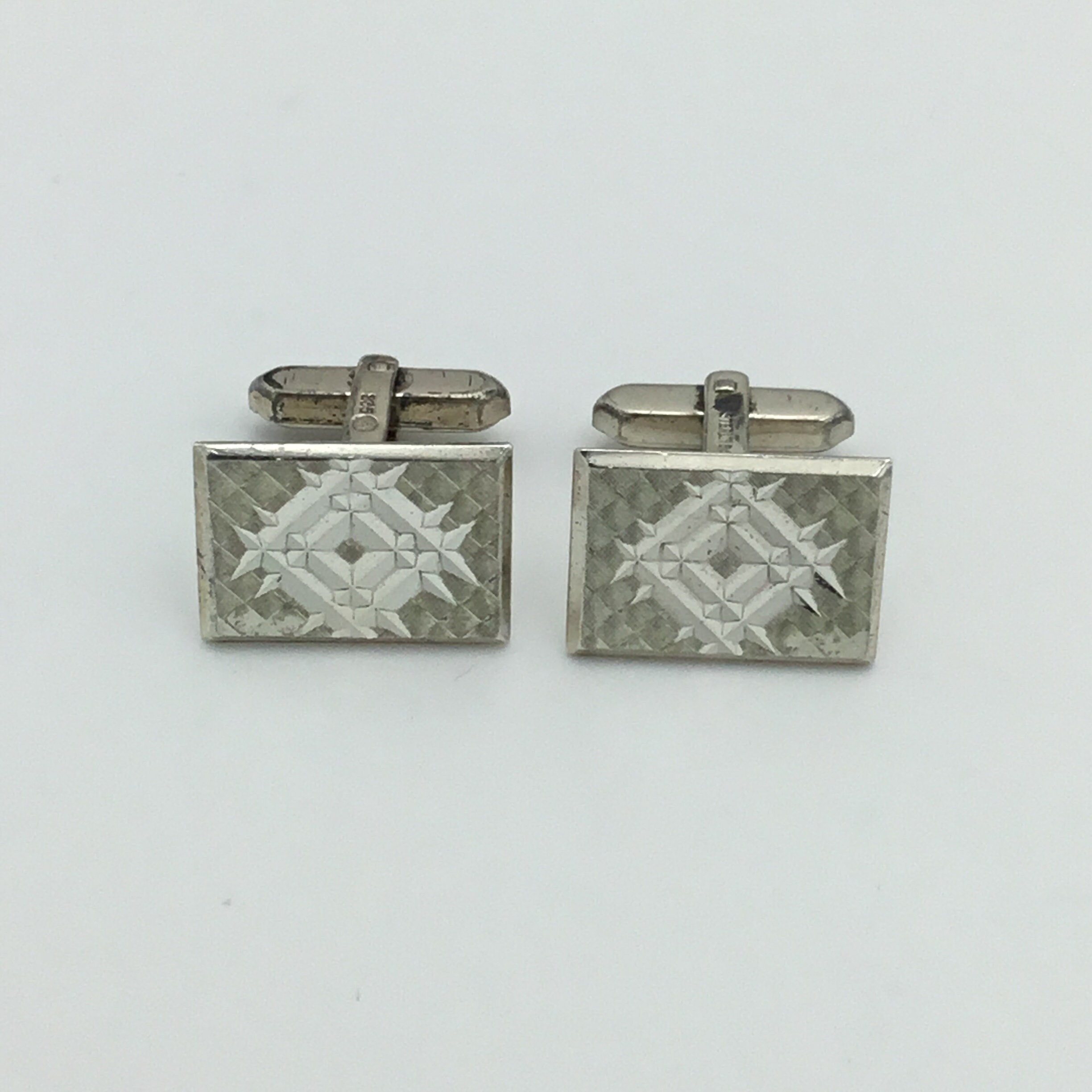 Boutons De Manchette Vintage Années 50 En Vermeil Sterling - Grand Format, Or/argent