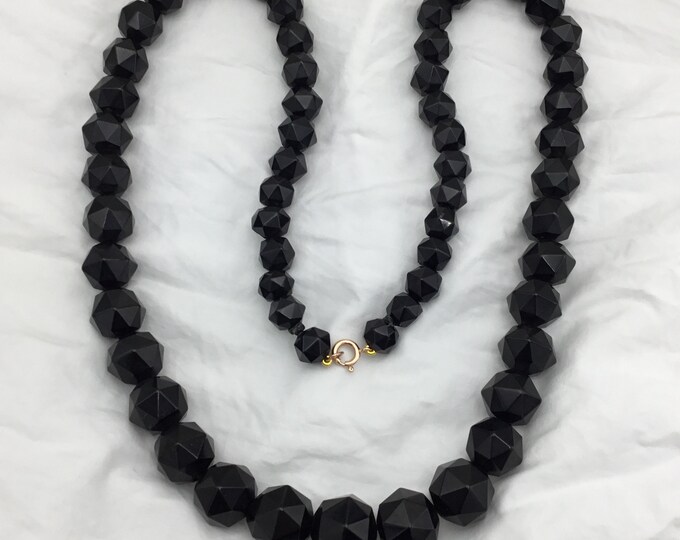 Unbranded | Jewelry | Vintage Jet Black Lucite Gold Color Drizzle Bead Necklace 667895b9c479b89a7034d692