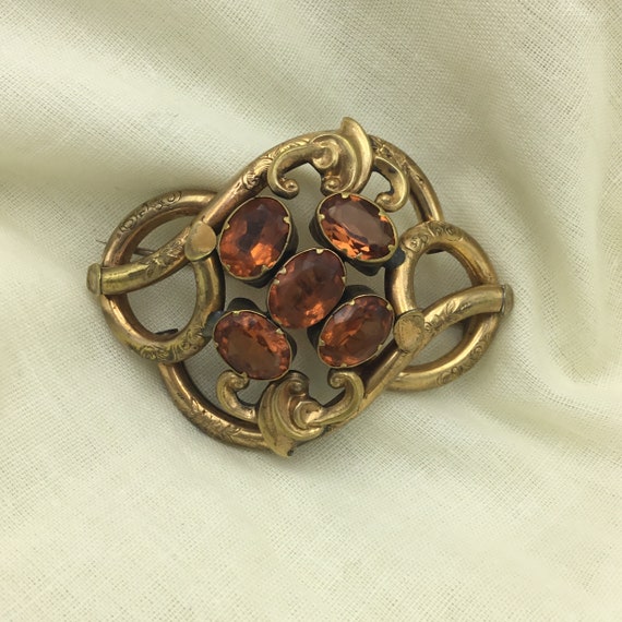 Antique Victorian rolled gold and orange glass pa… - image 10