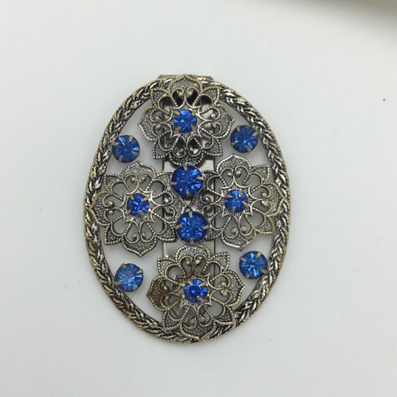 Vintage Art Deco big C1920s to 1930s sapphire blu… - image 5