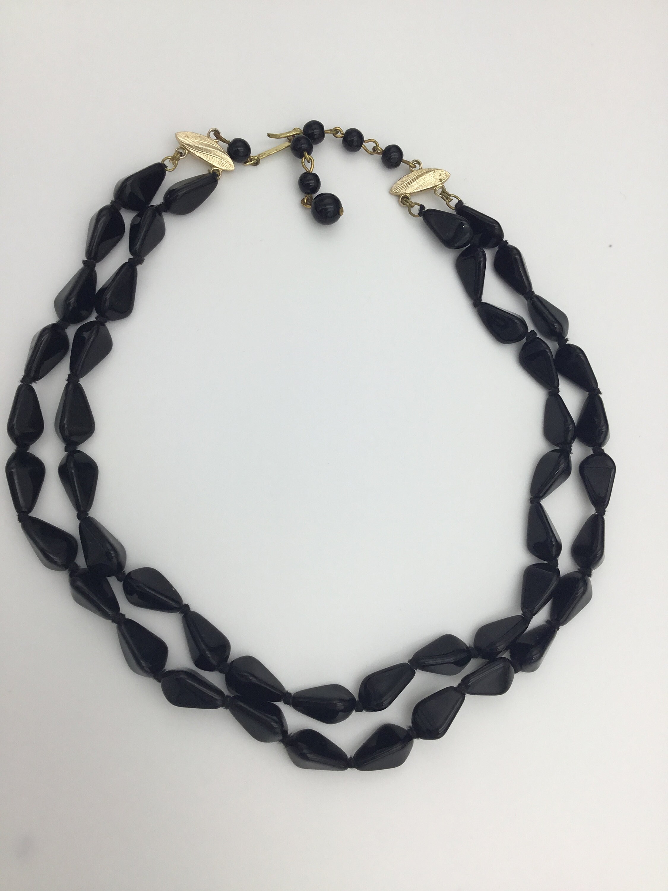 Collier Vintage Années 50 - Laiton Et Verre Orange - Pendentif Forme Irrégulière / Branche - Occasion