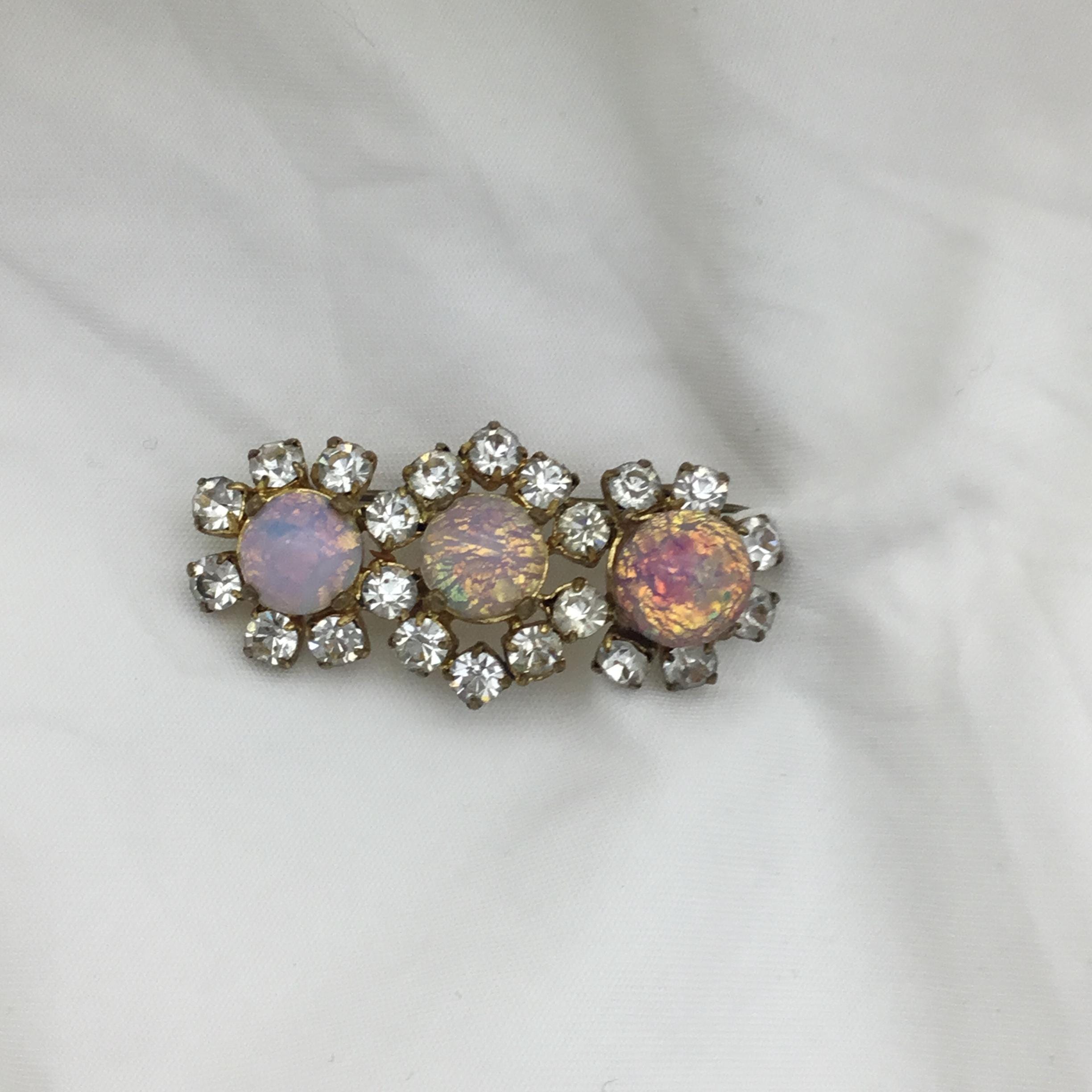 希少稀な Vintage 1930s White Clear and Glass Opaline 1940s to アクセサリー