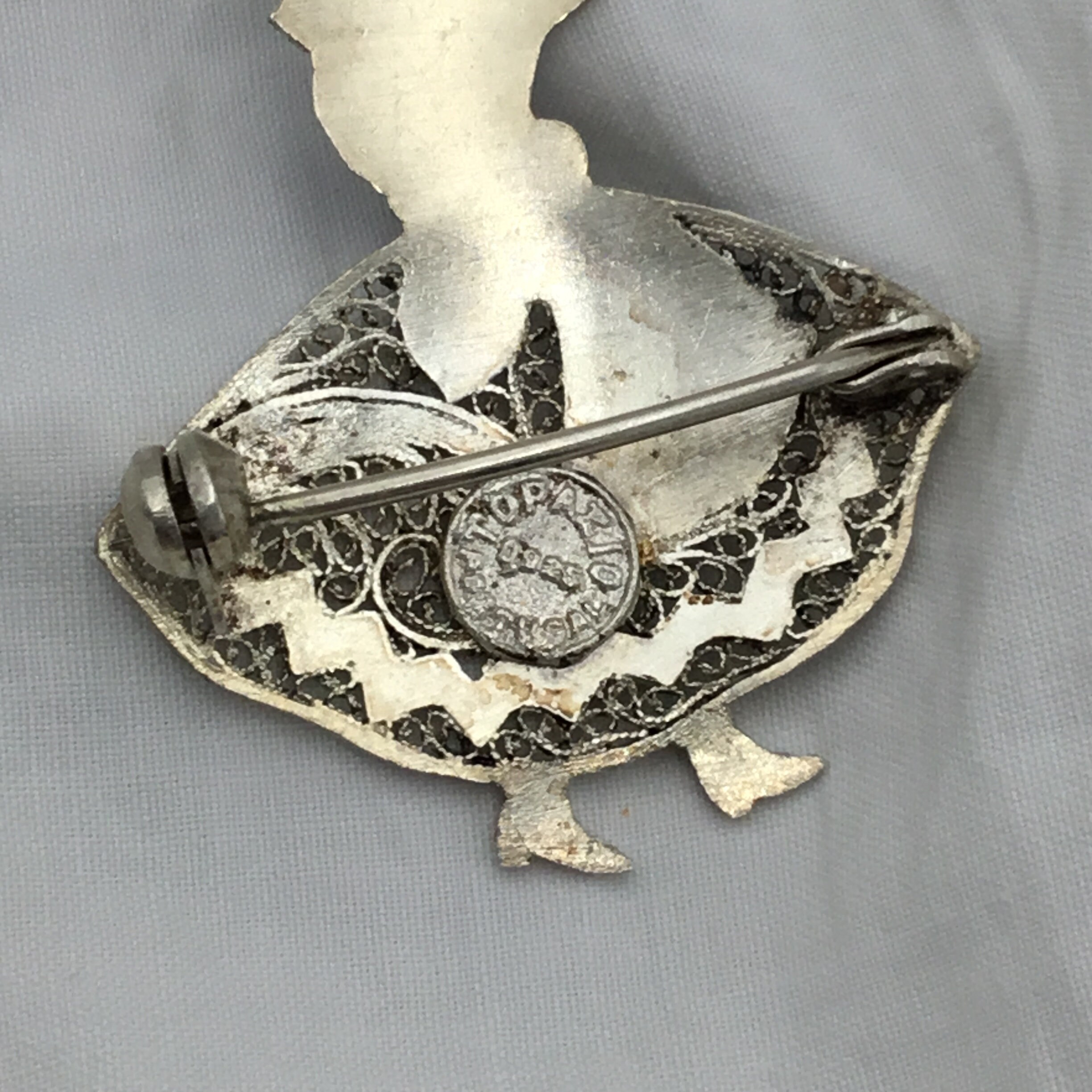 superbe broche en argent filigrané 800 début 1900