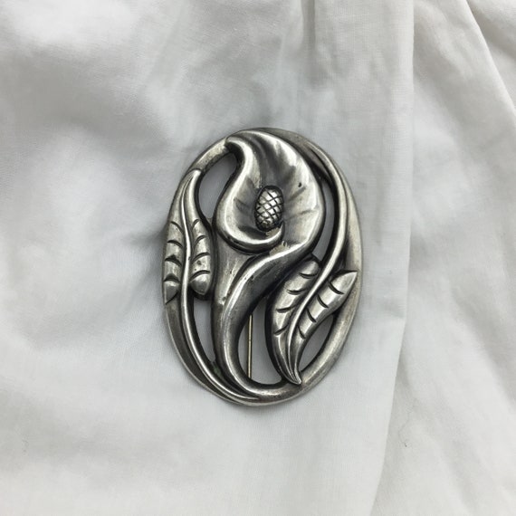 Mid Century Sterling Silver kala calla lily flowe… - image 7
