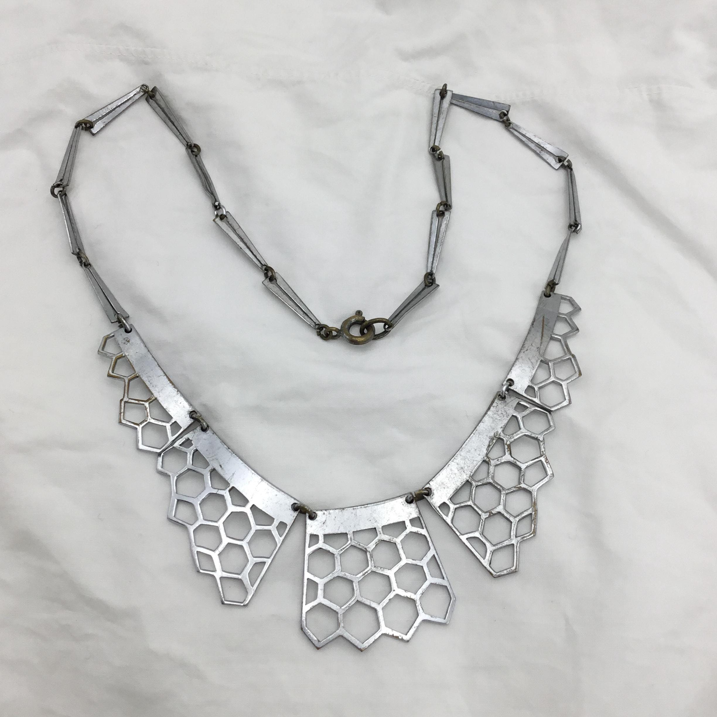 Vintage Machine Age Modernist Art Deco 1930s Chrome on Brass Collar ...