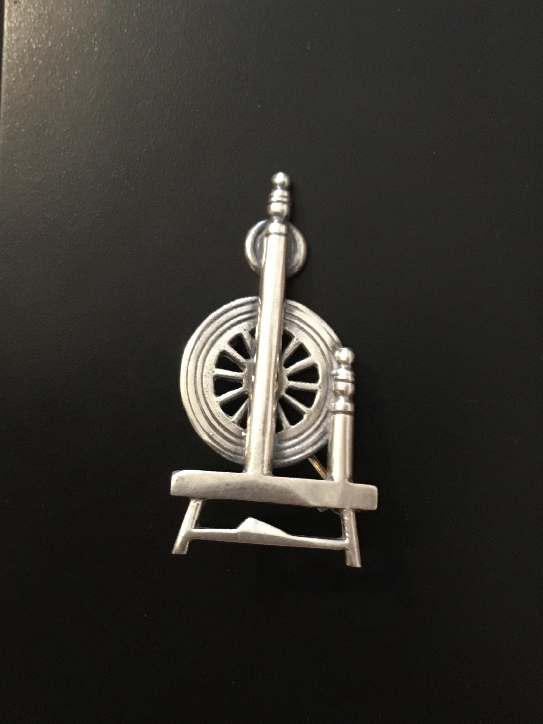 Vintage Sterling Silver Spinning Wheel Edinburgh 1977