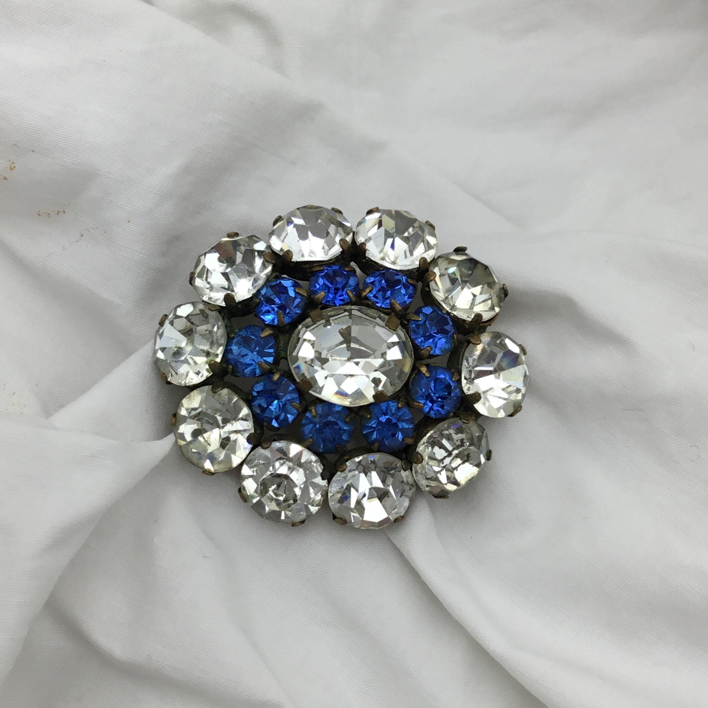 Broche Art Déco Vintage Immense En Or Avec Cristaux Et Saphirs - Modèle 2581