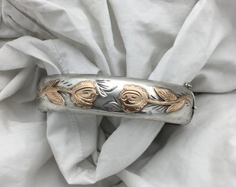 アクセサリー vintage bangle Vintage Silver Etched Hinged Animal Bangle - Etsy
