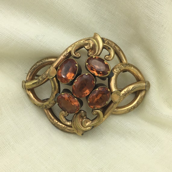 Antique Victorian rolled gold and orange glass pa… - image 4