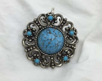 Vintage signed Sphinx brooch black enamel, black rhinestones