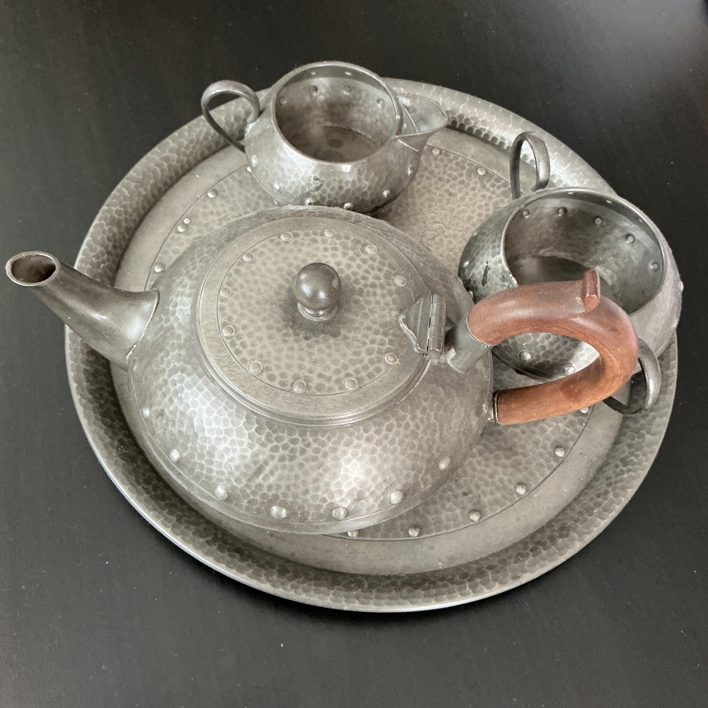 Pewter Tea Set With Tray - Etsy