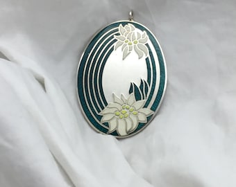 Pendentif Vintage Wedgwood 1974 - Argent 925 Avec Médaillon Vert - Chaîne 20 Pouces - Poinçons Complets