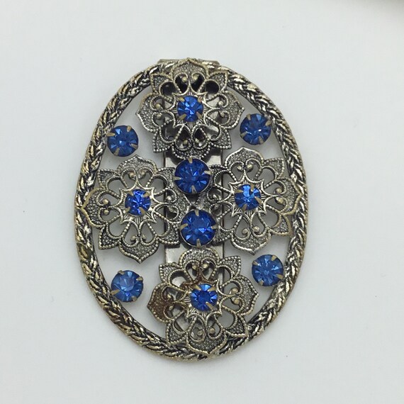 Vintage Art Deco big C1920s to 1930s sapphire blu… - image 3