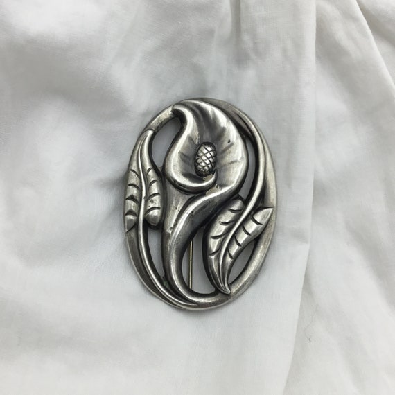 Mid Century Sterling Silver kala calla lily flowe… - image 9