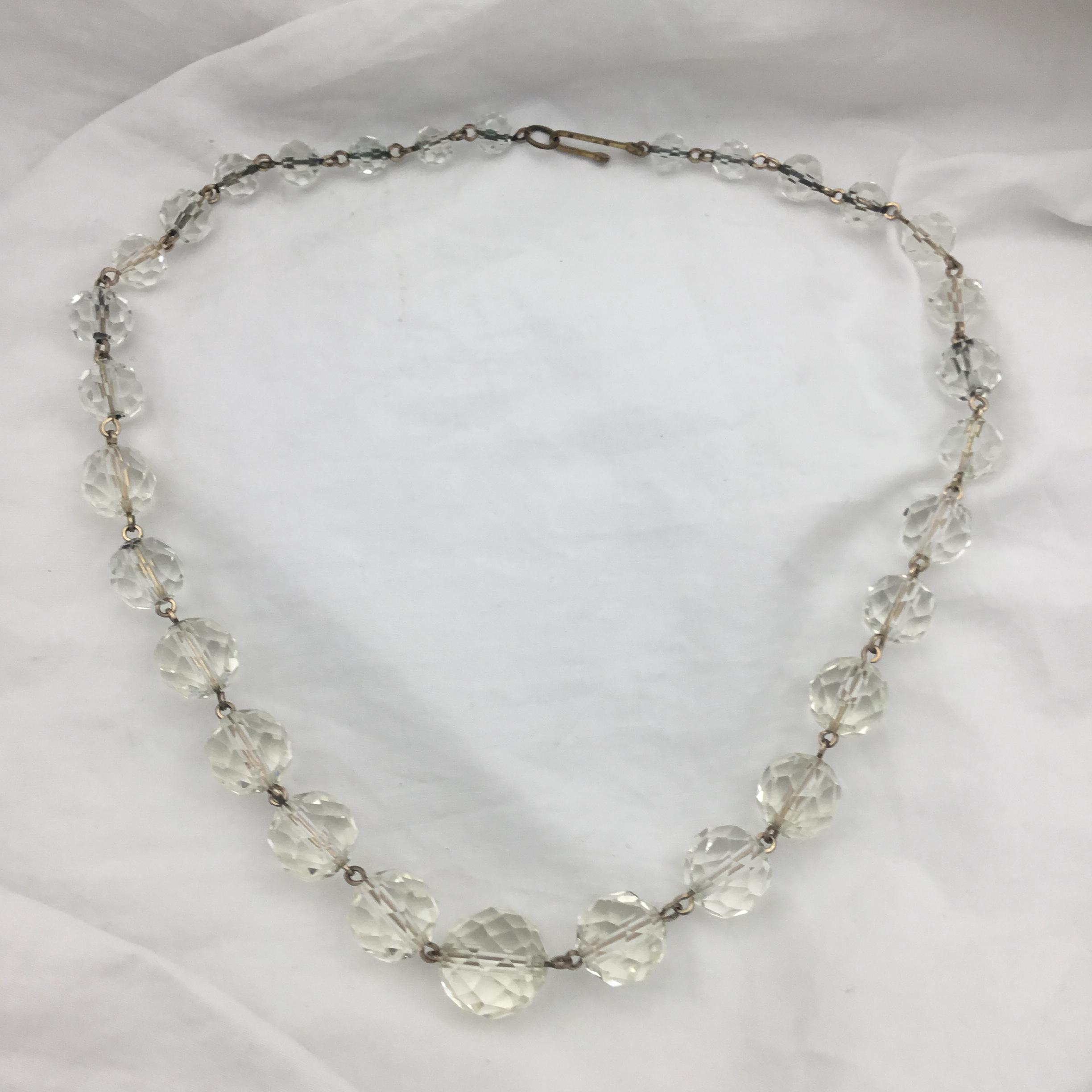 Vintage Art Deco 1930s to 1940s Clear Crystal Faceted Round