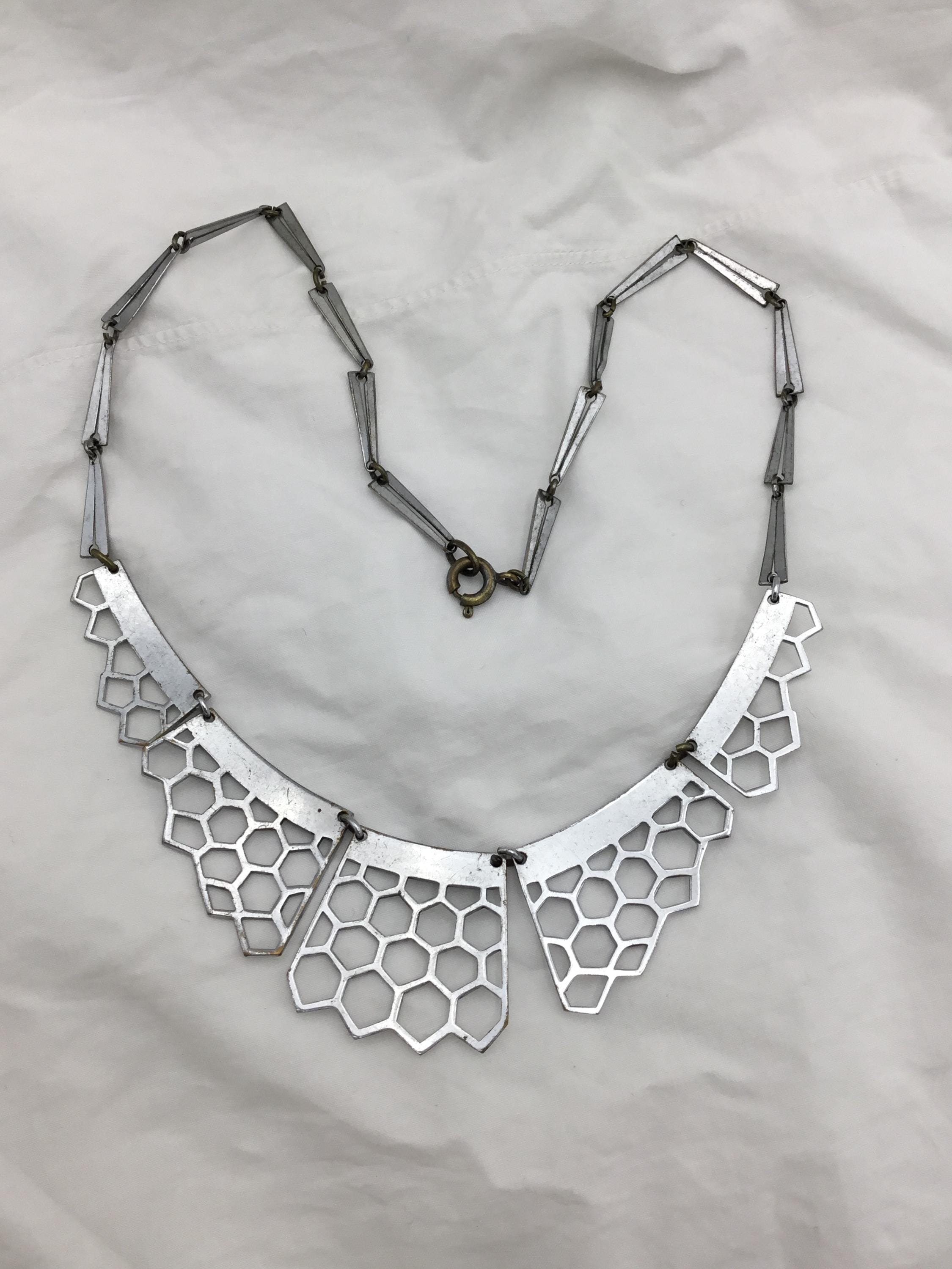 Vintage Machine Age Modernist Art Deco 1930s Chrome on Brass Collar ...