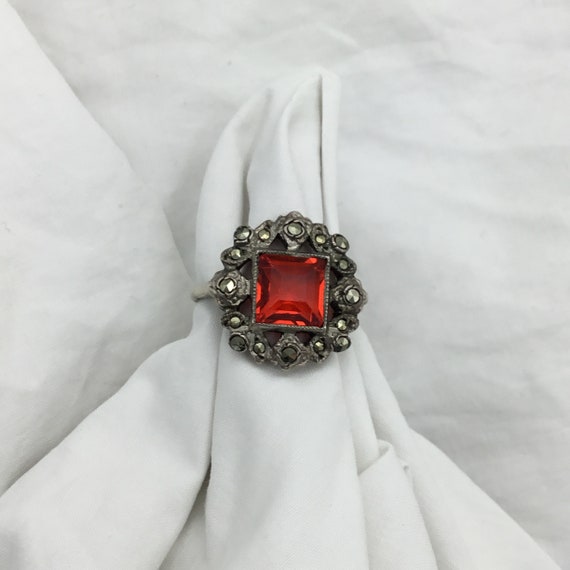 Art Deco C1930s to 1940s ruby red glass 8mm and S… - image 1