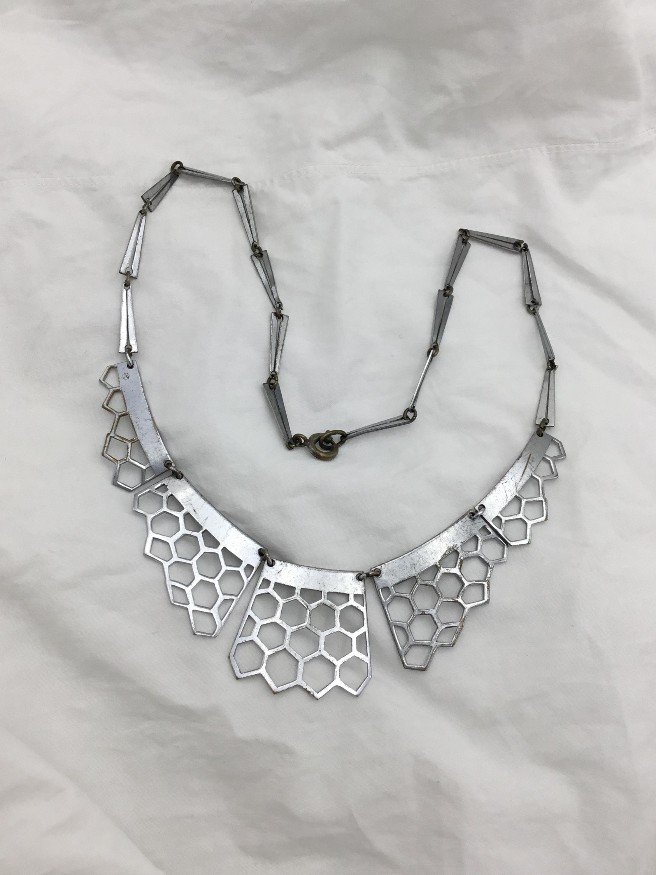 Vintage Machine Age Modernist Art Deco 1930s Chrome on Brass Collar ...