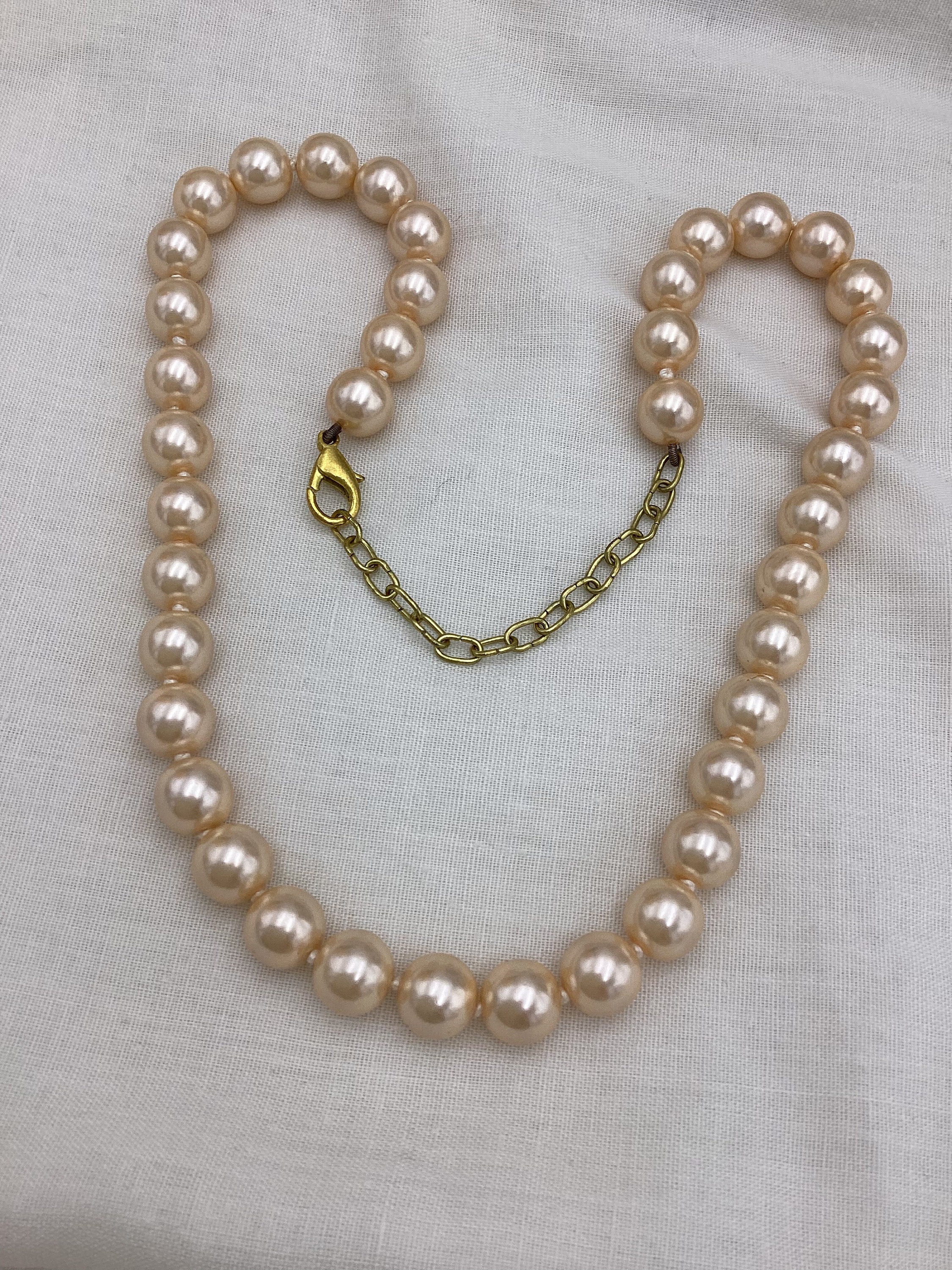【VINTAGE HOLLYWOOD】Bubble Mix Pearl Necklace★ Vintage Pearl Necklace, Pearl and Clear Faceted Beads