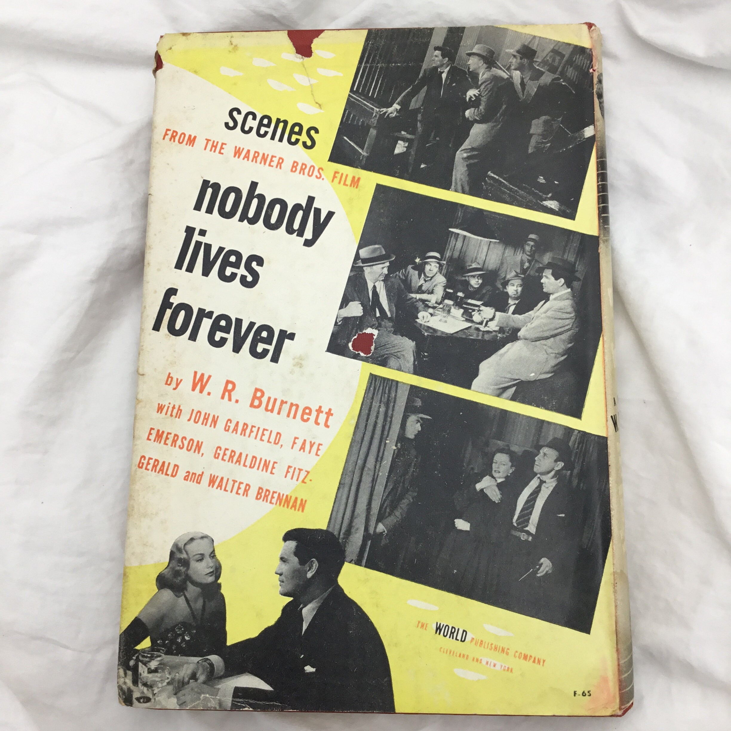 1945 年のヴィンテージ本。WR Burnett 著の Nobody Lives forever には
