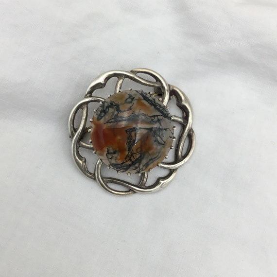 Vintage 1930s to 1940s Silver and Moss agate smal… - image 9