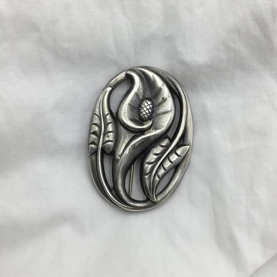 Mid Century Sterling Silver kala calla lily flowe… - image 10