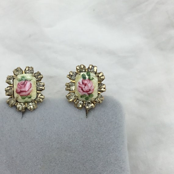 Vintage 1940s to 1950s Guilloche enamel pink rose… - image 5