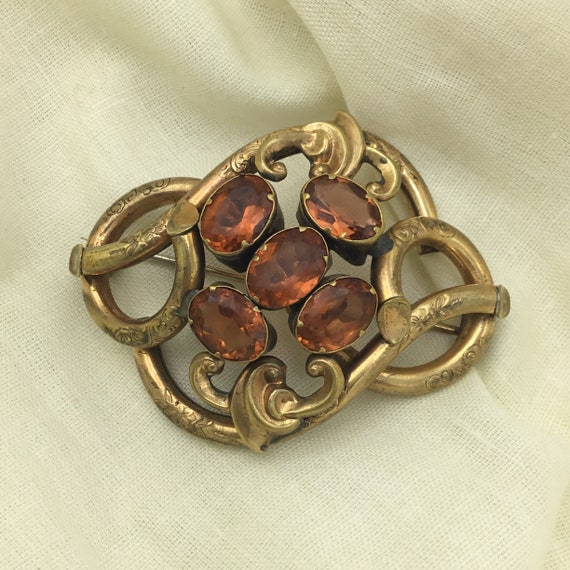 Antique Victorian rolled gold and orange glass pa… - image 8