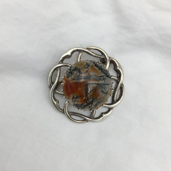 Vintage 1930s to 1940s Silver and Moss agate smal… - image 7