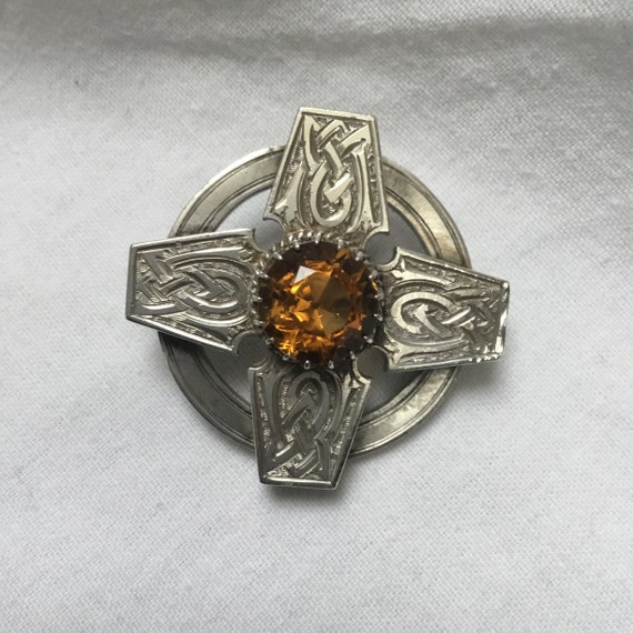 Antique Victorian Scottish silver and citrine brooch | Etsy