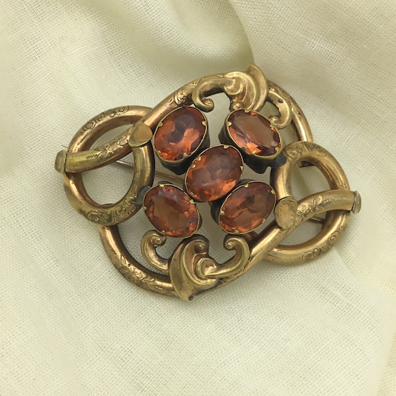 Antique Victorian rolled gold and orange glass pa… - image 2