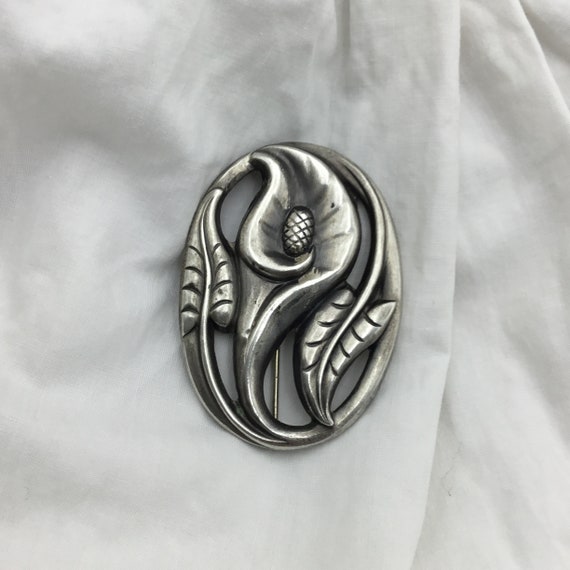 Mid Century Sterling Silver kala calla lily flowe… - image 5
