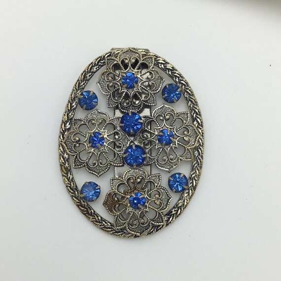 Vintage Art Deco big C1920s to 1930s sapphire blu… - image 6