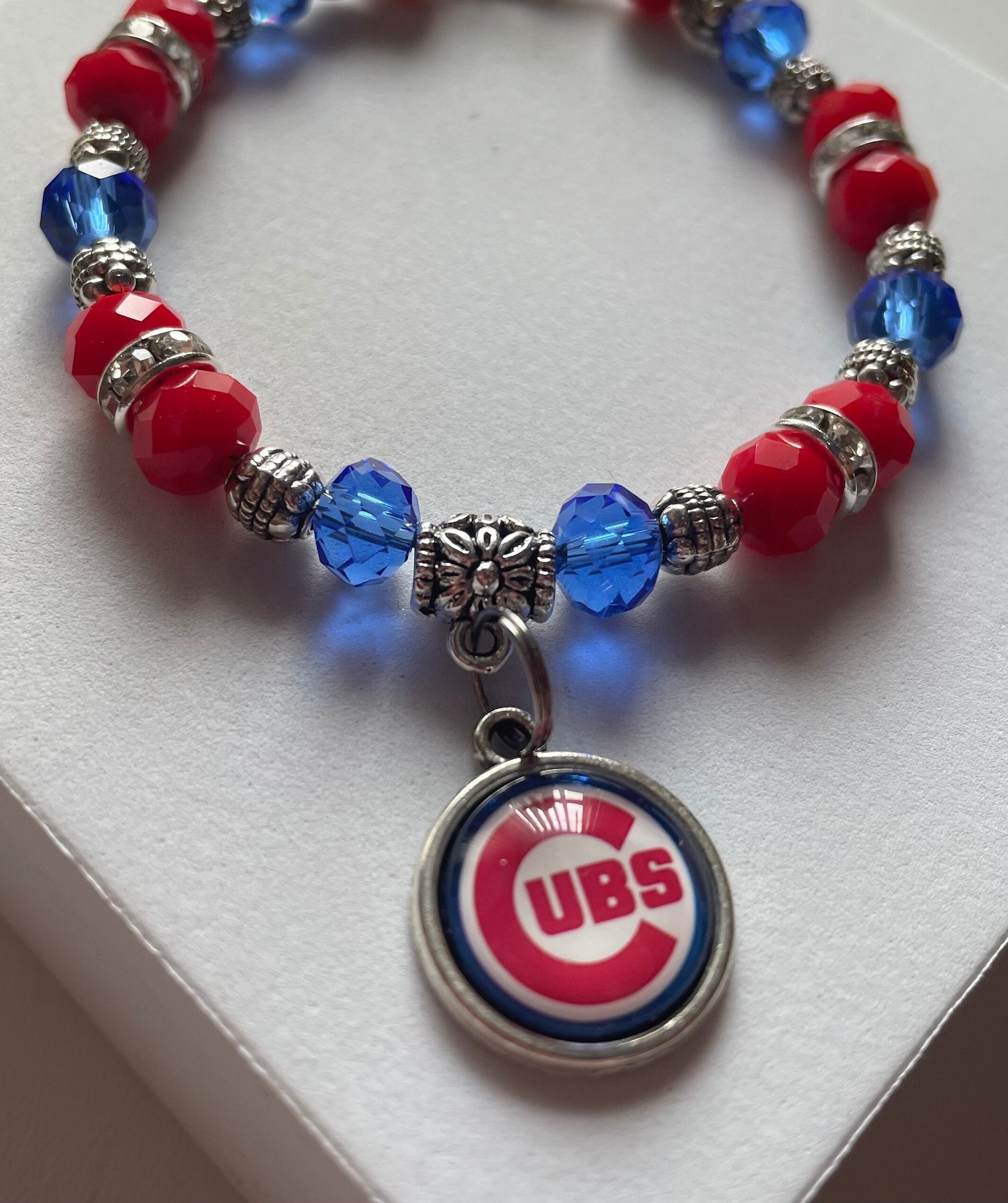 Rustic Cuff MLB Hexagon Silver Bracelet - Chicago Cubs