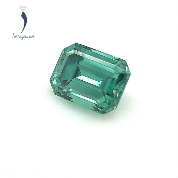 Lab Grown Green Moissanite Emerald Cut Eye Clean Quality DEF Color Available in 7x5MM-9x7MM