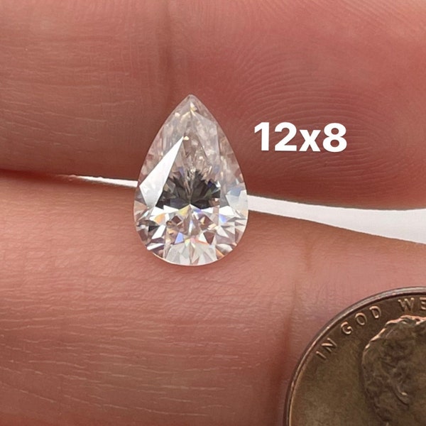 Lab Grown White Moissanite Pear Shape Eye Clean Quality DEF Color Available in 3x1.5MM - 14x10MM