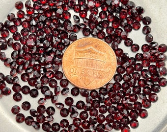 Loose Garnet Round Cut 1x1mm AAA Quality Gemstones - 100 Piece Lot - High-Quality Loose Gemstones