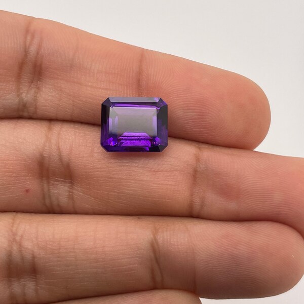 Natural African Amethyst Gemstone - 12x10mm Emerald Cut, AAA Quality (5.60 TCW)