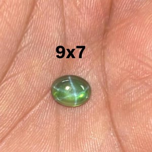 Lab Created Star Green Sapphire Cabochon: Oval Synthetic Gemstone, Jewelry Making