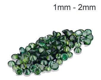 Natural Round Forest Green Color Enhanced Diamonds Available in 1MM-2MM