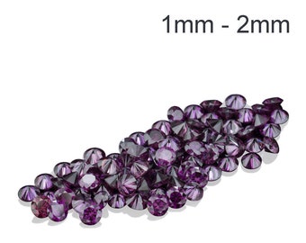 Natural Round Purple Color Enhanced Diamonds Available in 1MM-2MM