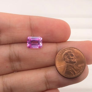 Synthetic Emerald Cut Swiss Made Pink Sapphire Precision Cut from 5x3MM-12x10MM