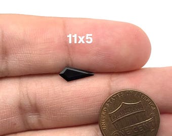 Black Spinel Kite Cut 11x5mm Loose Gemstone | Black Faceted Spinel for Jewelry Making | Unique Shield Shape Stone | DIY Ring Pendant Supply