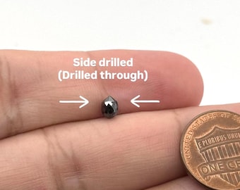 Black Diamond Briolette | Drilled Through Bead, 5.1 x 3.2mm Loose Gemstone