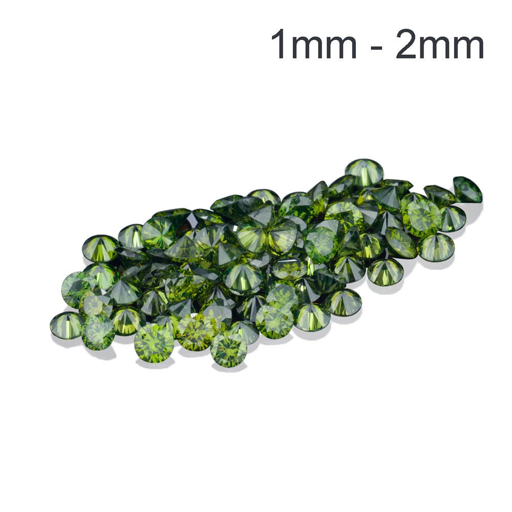 Natural Round Emerald Green Color Enhanced Diamonds Available in 1MM-2MM